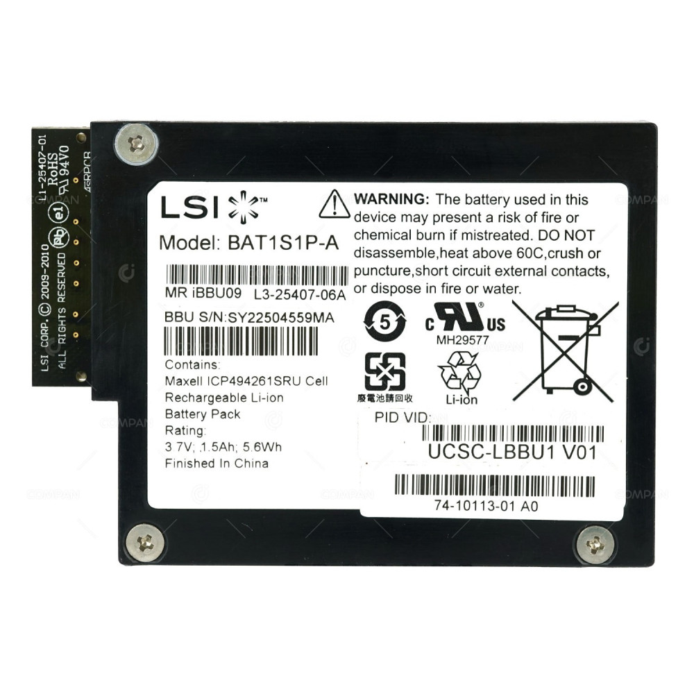 UCSC-LBBU1 CISCO LSI BATTERY MR IBBU9 FOR UCS-RAID - 9266, SAS 9266-8I
