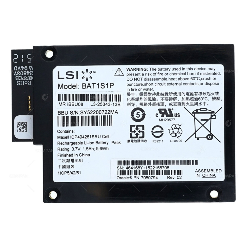 7050794 SUN ORACLE RAID CONTROLLER BATTERY SERVERAID L3-25343-13B, IBBU08, BAT1S1P