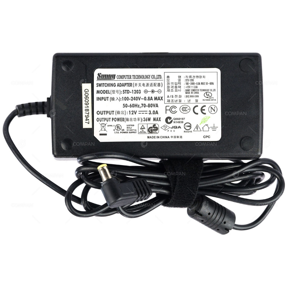 STD-1203 SUNNY 36W 12V 3.0A AC/DC ADAPTER -