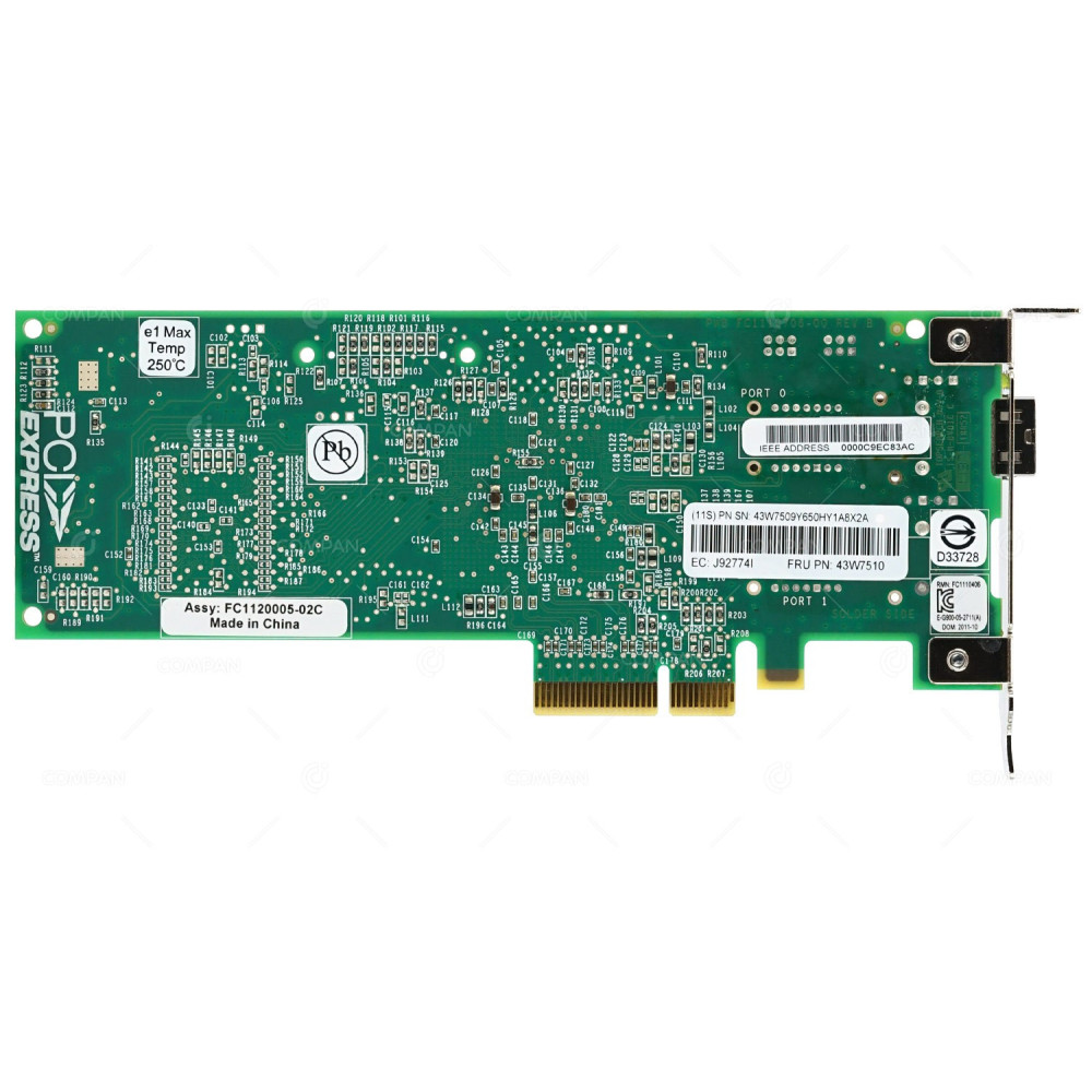 43W7510 LP  IBM EMULEX LPE11000 SINGLE PORT 4GB FC ADAPTER LOW PROFILE