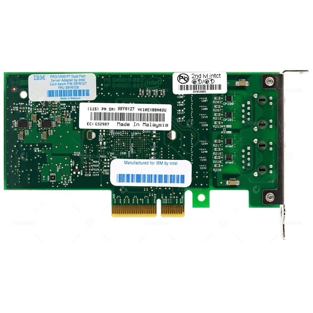39Y6128 LP IBM INTEL PRO/1000 DUAL PORT GIGABIT PCIE ADAPTER LOW PROFILE