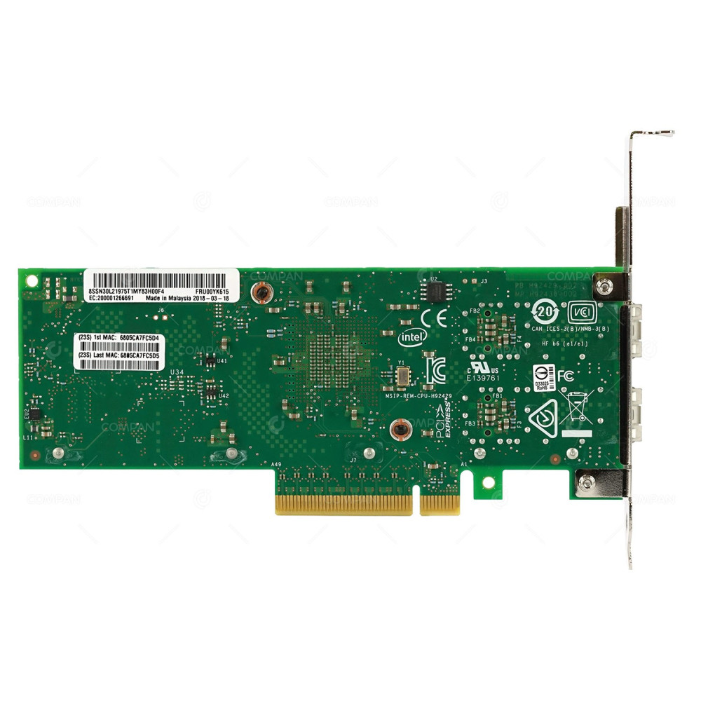 00YK615  LENOVO INTEL X710-DA2 DUAL PORT 10GB SFP+ PCIE ETHERNET ADAPTER FOR THINKSYSTEM