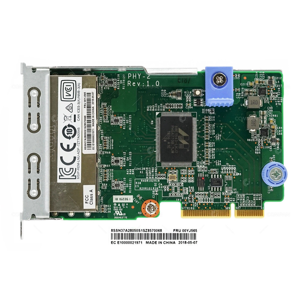 00YJ565  LENOVO 1GB QUAD PORT RJ45 LOM PHY-2 ADAPTER FOR THINKSYSTEM