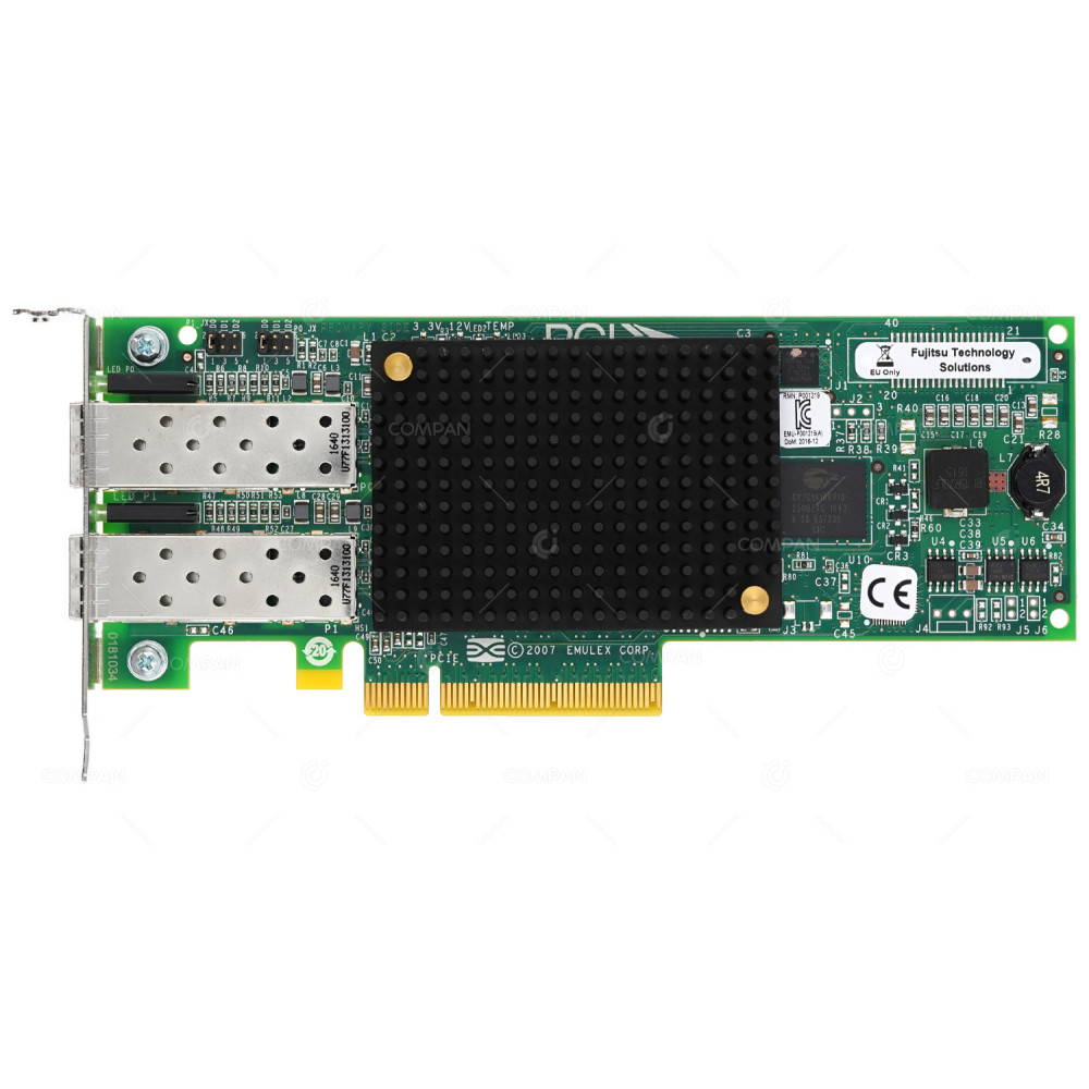 P002181-08A FUJITSU EMULEX DUAL PORT 8GB FC SFP+ PCIE 8X NIC NETWORK LOW PROFILE ADAPTER LPE12002, P001219-01D