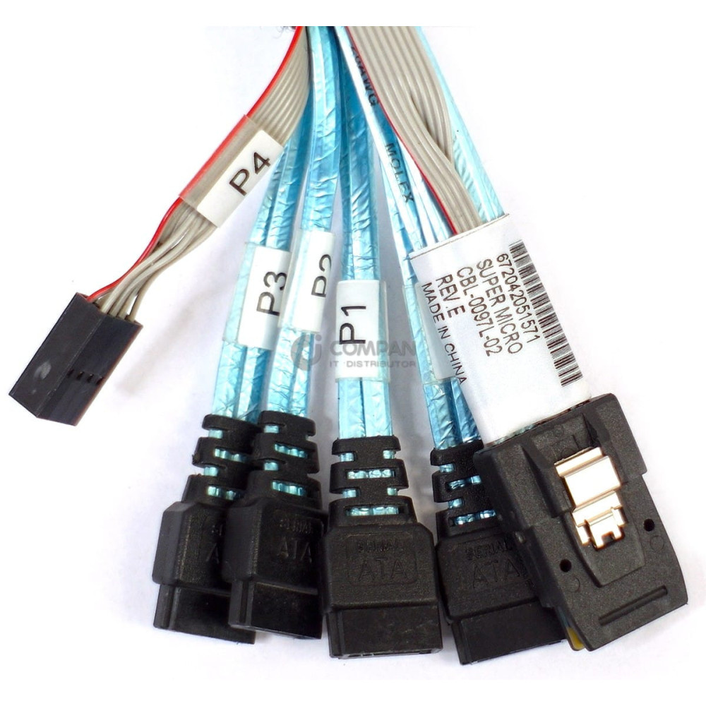 CBL-0097L-02 SUPERMICRO MINI SAS TO 4X SATA CABLE 0.5M