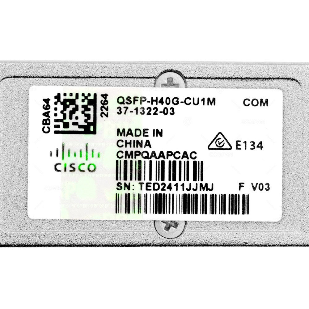 QSFP-H40G-CU1M CISCO 40GB QSFP+ DIRECT ATTACH DA COPPER CABLE 1M BEIGE 37-1322-03