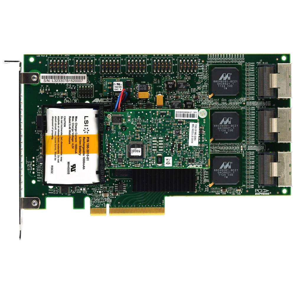 9650SE-24M8 LSI 3WARE 9650SE-24M8 SATA 24-PORT RAID CONTROLLER PCI-E W/ BATTERY - 700-3233-02F, 700-3190-03C