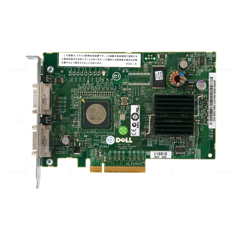 M778G DELL PERC 5/I 3G DUAL CHANNEL SAS 8 PORT 256MBSERIAL ATTACHED SCSI PCI-E X8 EXTERNAL NON RAID CONTROLLER FOR POWEREDGE  1800 1850 2800 2850 1900 1950 2900 2950 2970 6800 6850 6950 R805V T610 0M7