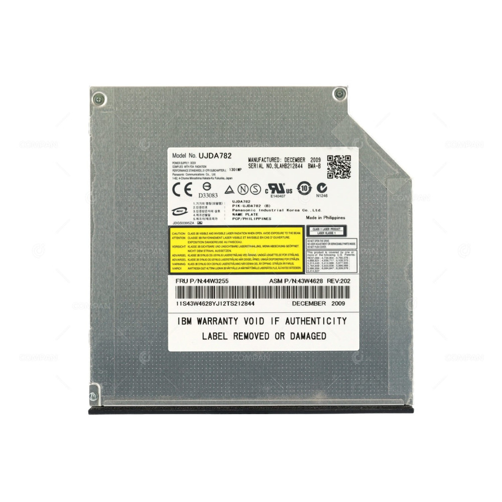 44W3255 IBM CD-RW DVD-ROM 24X SATA ULTRA SLIM INTERNAL OPTICAL DRIVE FOR X3550, X3650, X3850 M2 M3 M4 43W4628, UJDA 782, PIK-UJDA 782