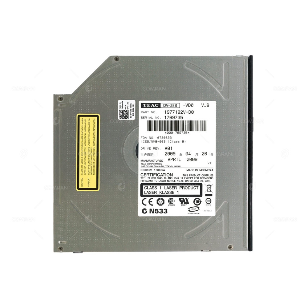 FY190 DELL DVD-ROM X8 12.7MM ULTRA SLIMLINE DRIVE SATA FOR POWEREDGE 2950 2970 R510 R610 R710 R720 G11 G12 0FY190, 1977192V-D0, DV-28S