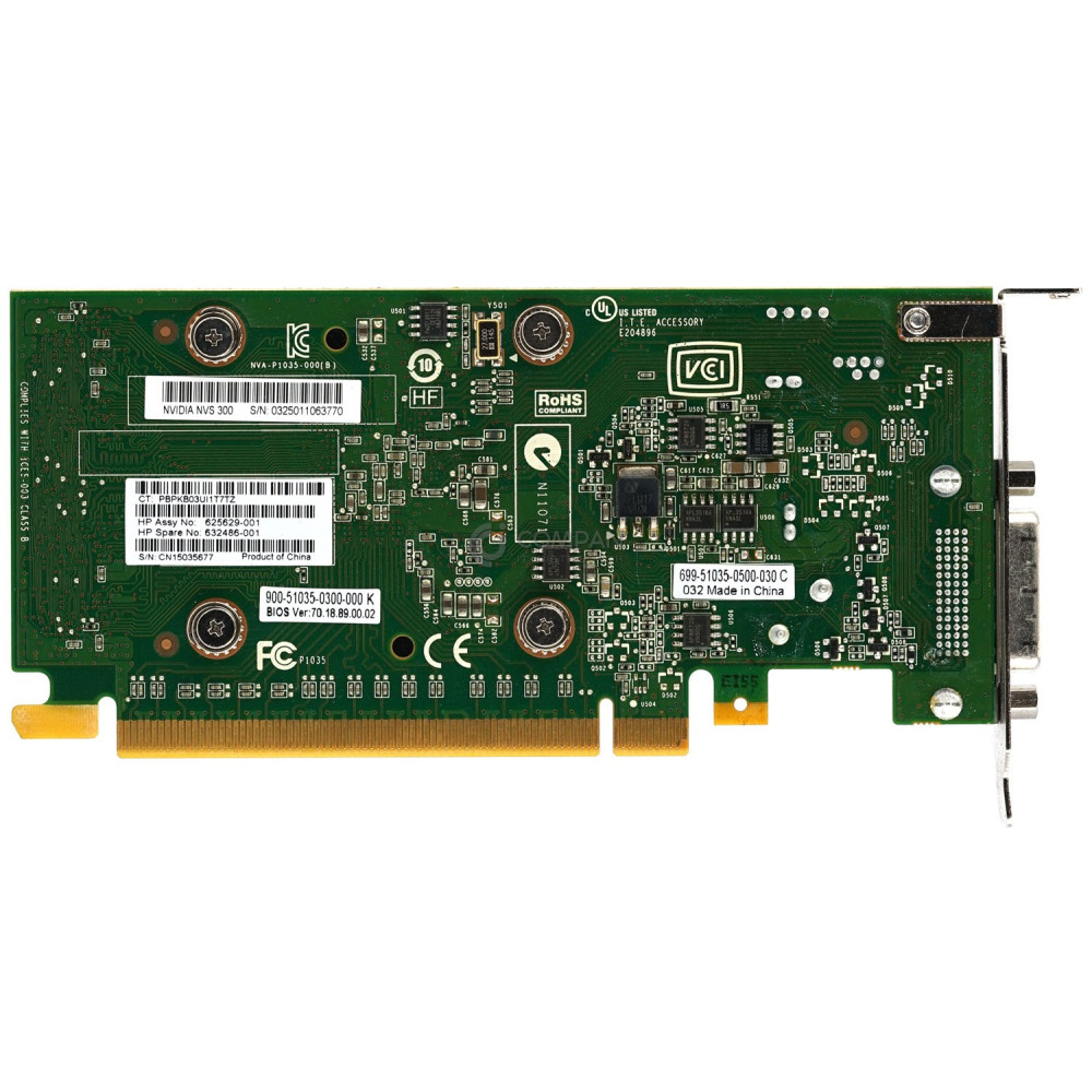 632486-001 LP HP NVIDIA NVS 300 512MB PCI-E X16 GRAPHICS CARD LOW PROFILE 625629-001, NVS 300
