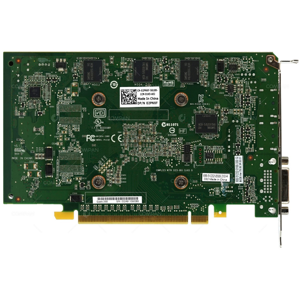 2PNXF DELL NVIDIA QUADRO 2000 1GB 128-BIT GDDR5 PCI EXPRESS VIDEO 02PNXF