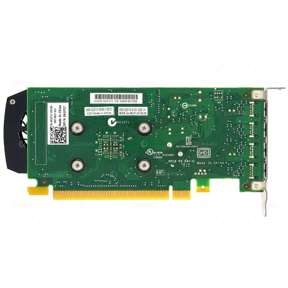 61P37 LP DELL NVIDIA NVS 510 2GB GDDR3 PCI-E 3.0 X16 QUAD MINI DISPLAY PORT VIDEO GRAPHICS CARD LOW PROFILE FOR PRECISION T1700 061P37, 699-52013-0500-120, 900-52013-0101-000