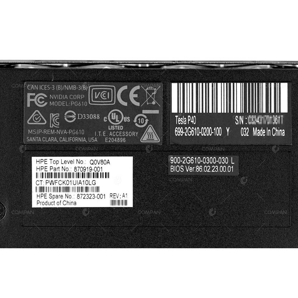 872323-001 HP NVIDIA TESLA P40 GPU 24GB GDDR5 PCIE 3.0  X16 ACCELERATOR 870919-001