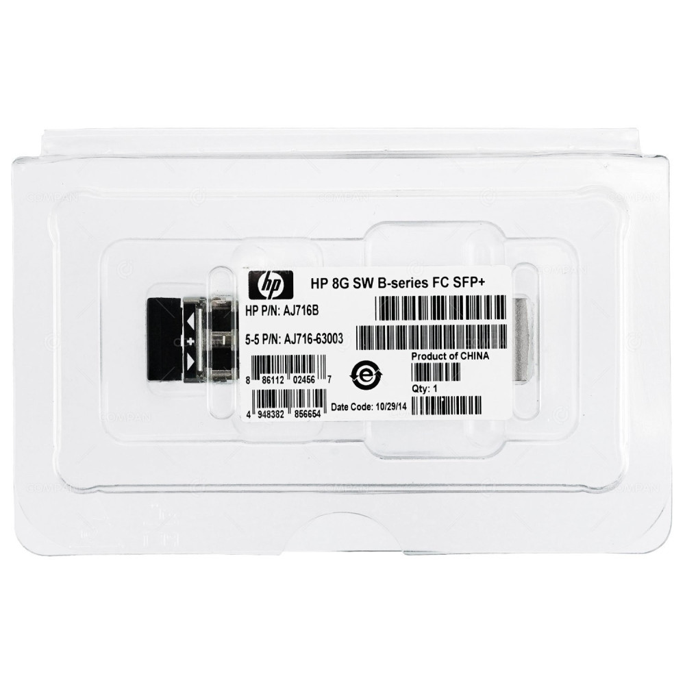 AJ716B-NEW HP 8GB SW B-SERIES FC SFP+ OPTICAL TRANSCEIVER AJ716-63003, AFBR-57D9AMZ-HP7