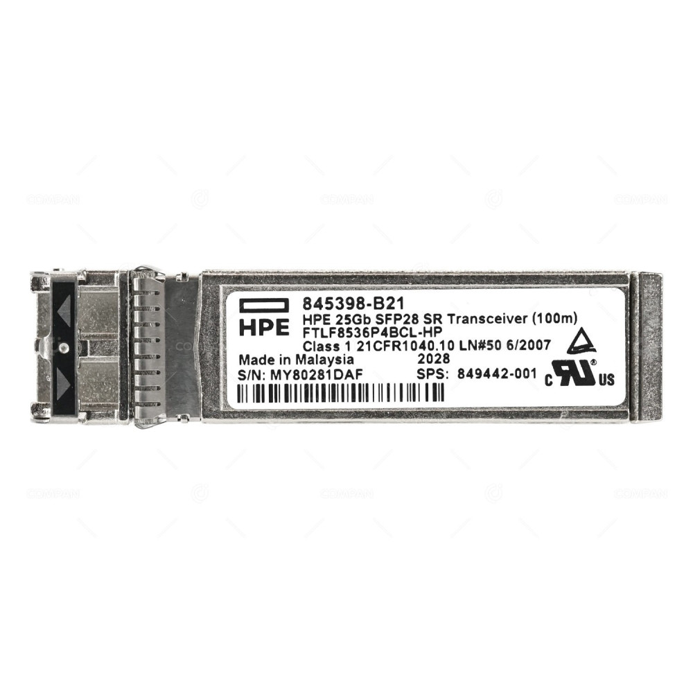 849442-001 HPE 25GB SFP28 SR 100M OPTICAL TRANSCEIVER 845398-B21, FTLF8536P4BCL-HP