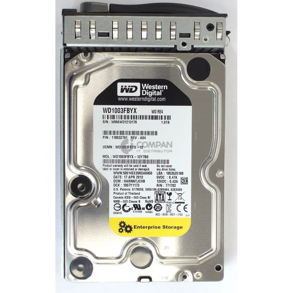 118032791 EMC 1TB 7.2K 3G SATA 3.5 LFF HOT-SWAP FOR DD620 DD640 DD670
