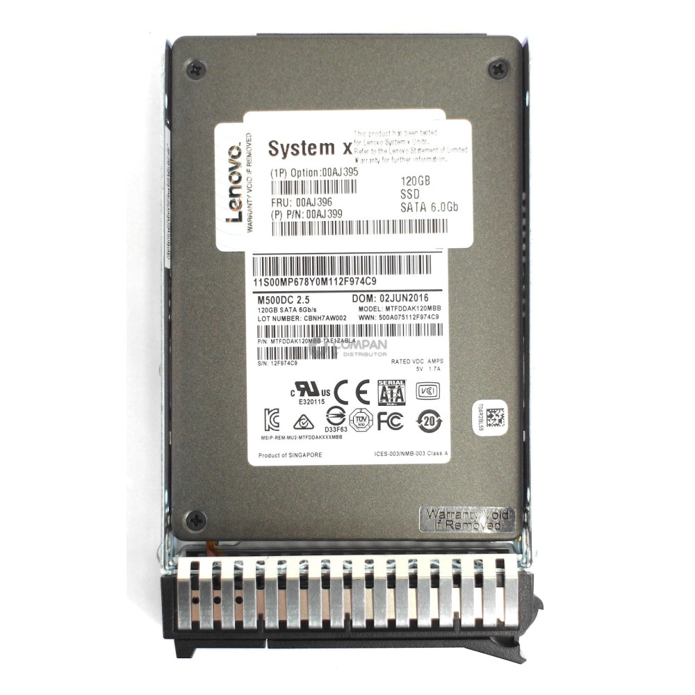 00AJ396 LENOVO SSD 120GB SATA 6G 2.5" SFF HOT-SWAP FOR SYSTEM X