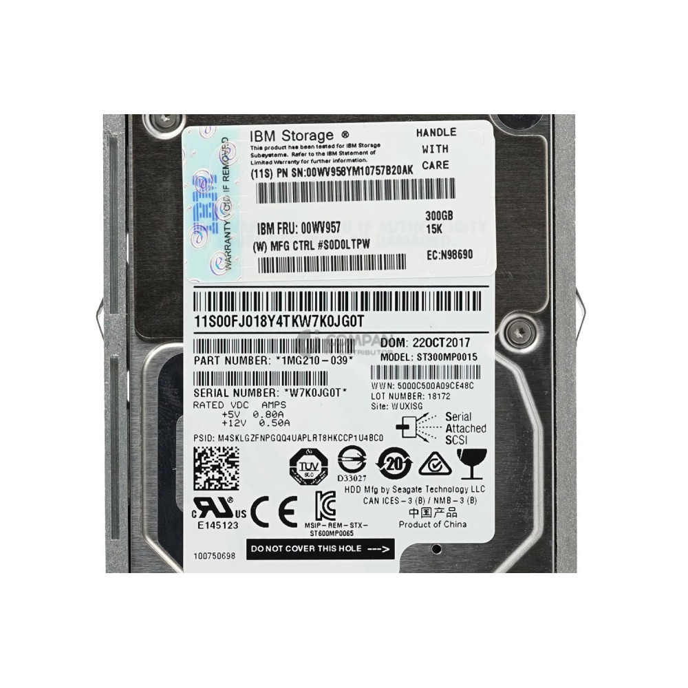 00WV957 IBM HDD 300GB 15K 2.5" SFF 6G SAS