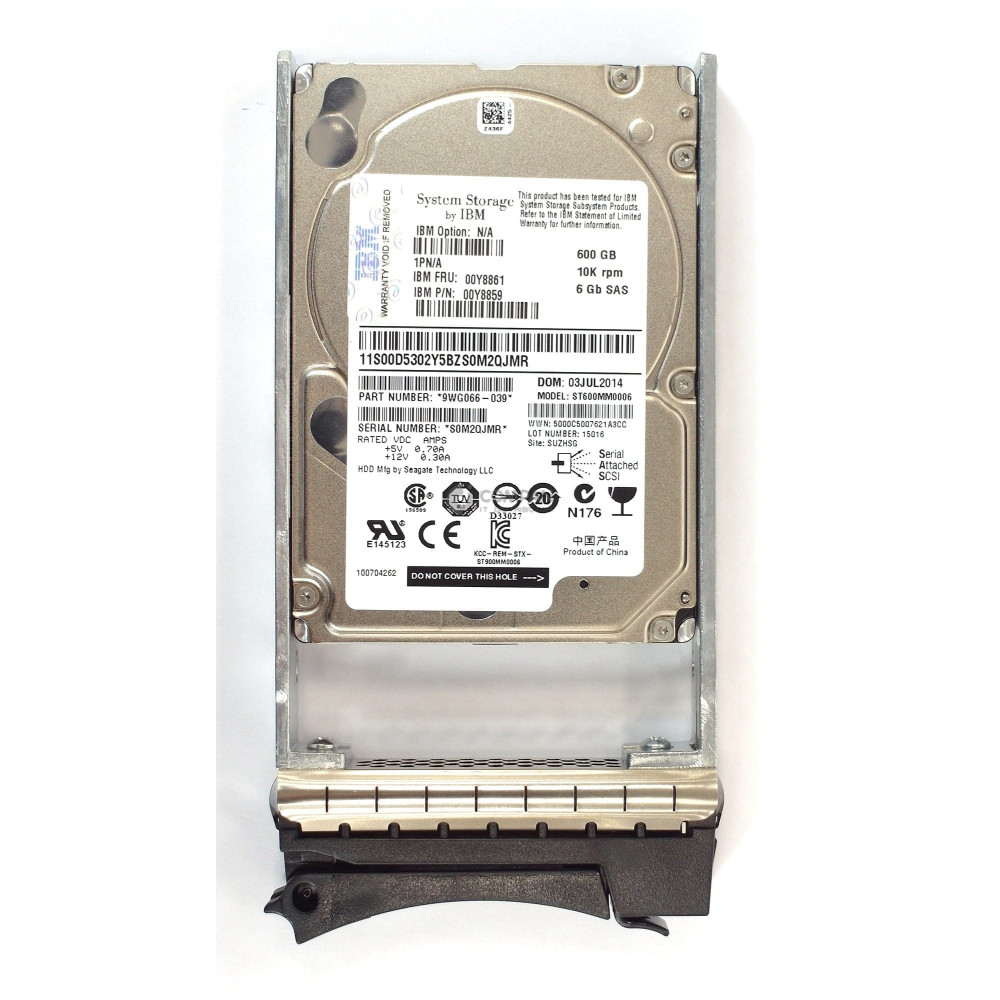 00Y8861 IBM HDD 600GB 10K SAS 6G 2.5" SFF HOT-SWAP FOR DS3524