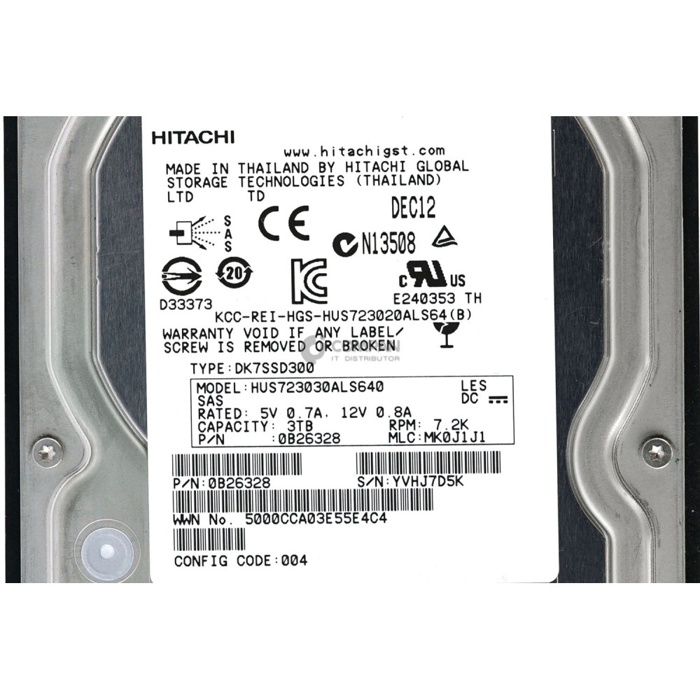 3285067-B HITACHI HDD 3TB 7.2K SAS 6G 3.5" LFF
