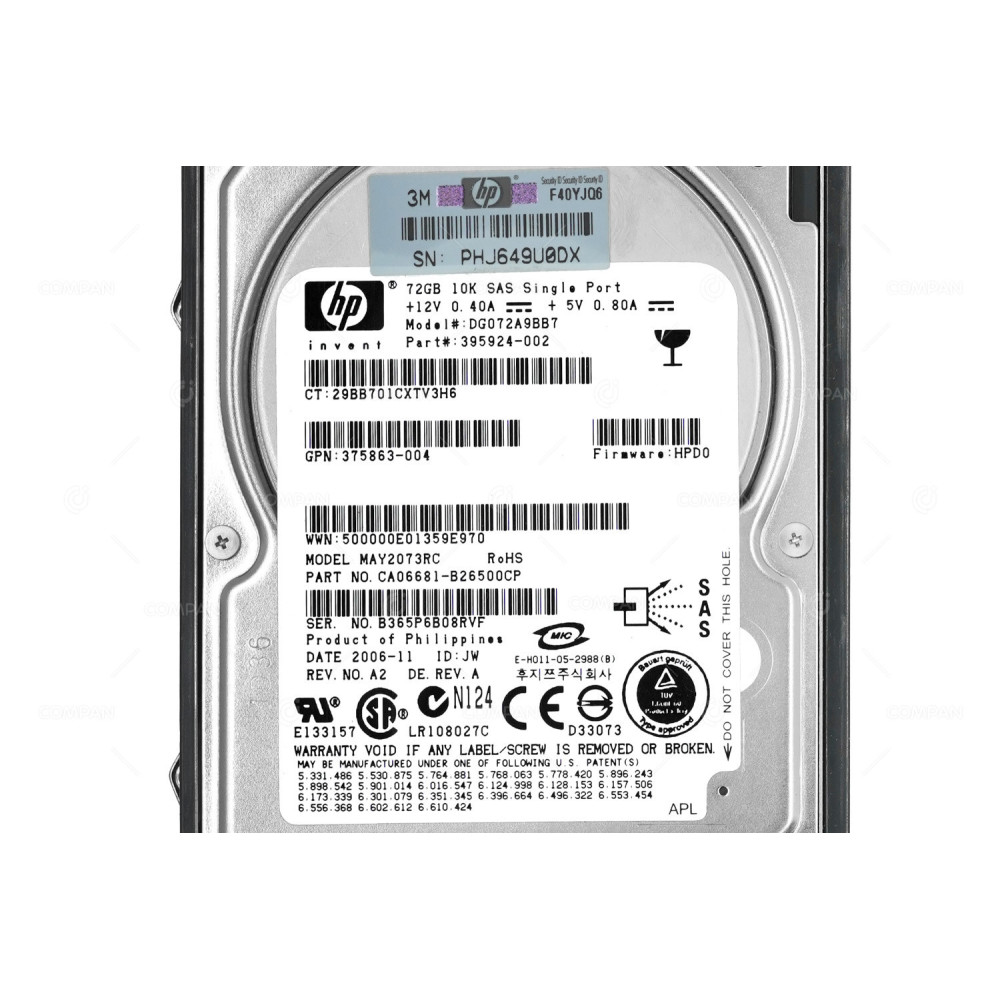 376597-001 HP HDD 73GB 10K SAS 3G 2.5" SFF HOT-SWAP