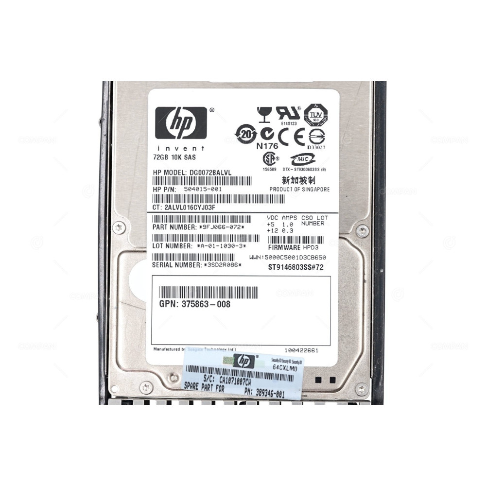 389346-001 HP HDD 73GB 10K SAS 3G 2.5" SFF HOT-SWAP