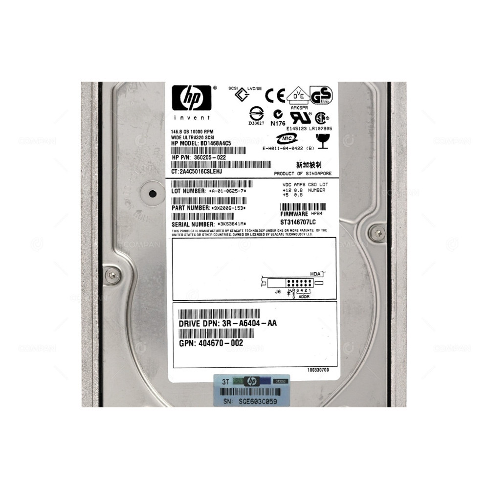 411261-001 HP HDD 300GB 15K U320 SCSI 3.5 LFF HOT-SWAP