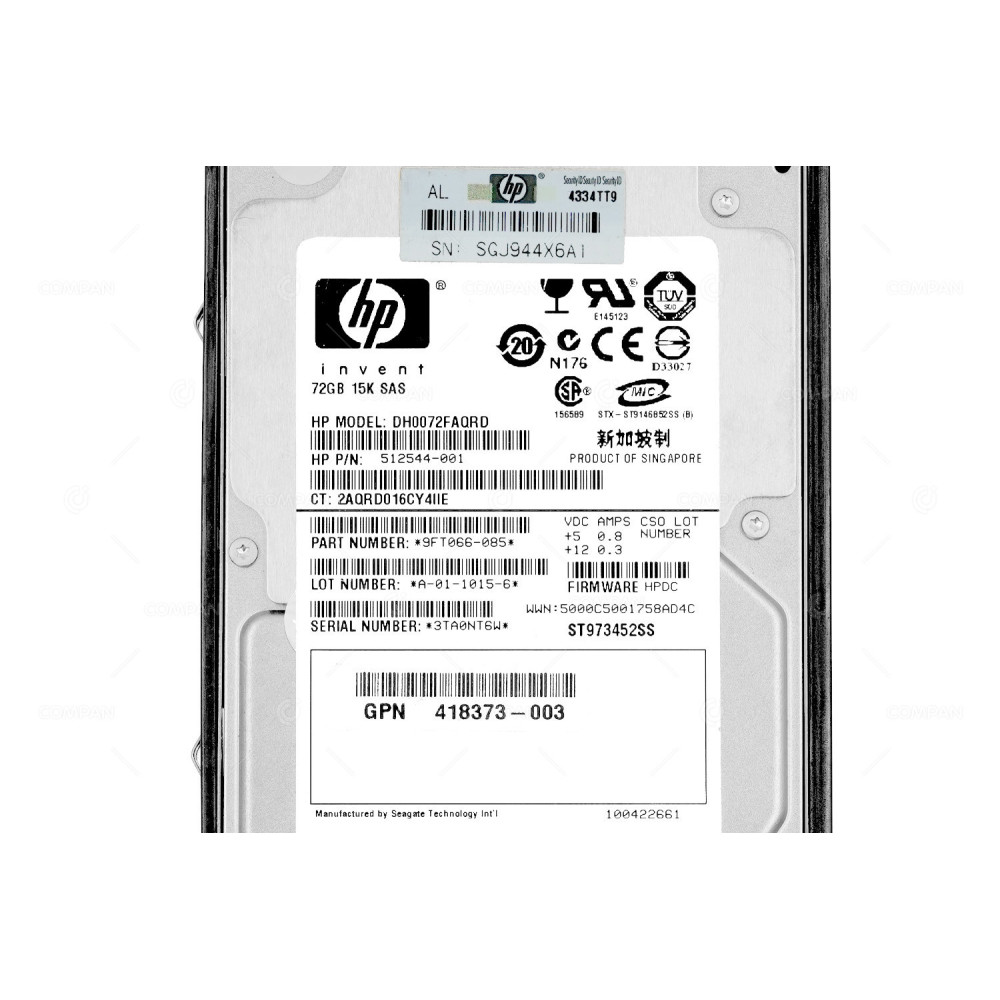 418398-001 HP HDD 72GB 15K SAS 3G 2.5" SFF HOT-SWAP