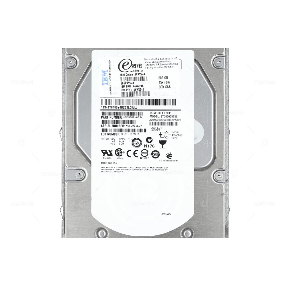 44W2245 IBM HDD 600GB 15K SAS 6G 3.5" LFF HOT-SWAP