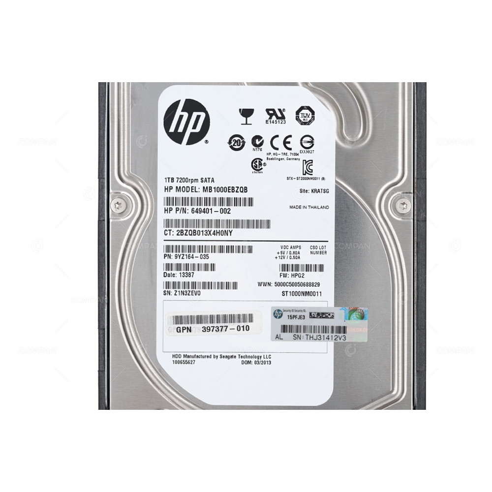 454273-001 HP HDD 1TB 7.2K MDL SATA 3G 3.5" LFF HOT-SWAP