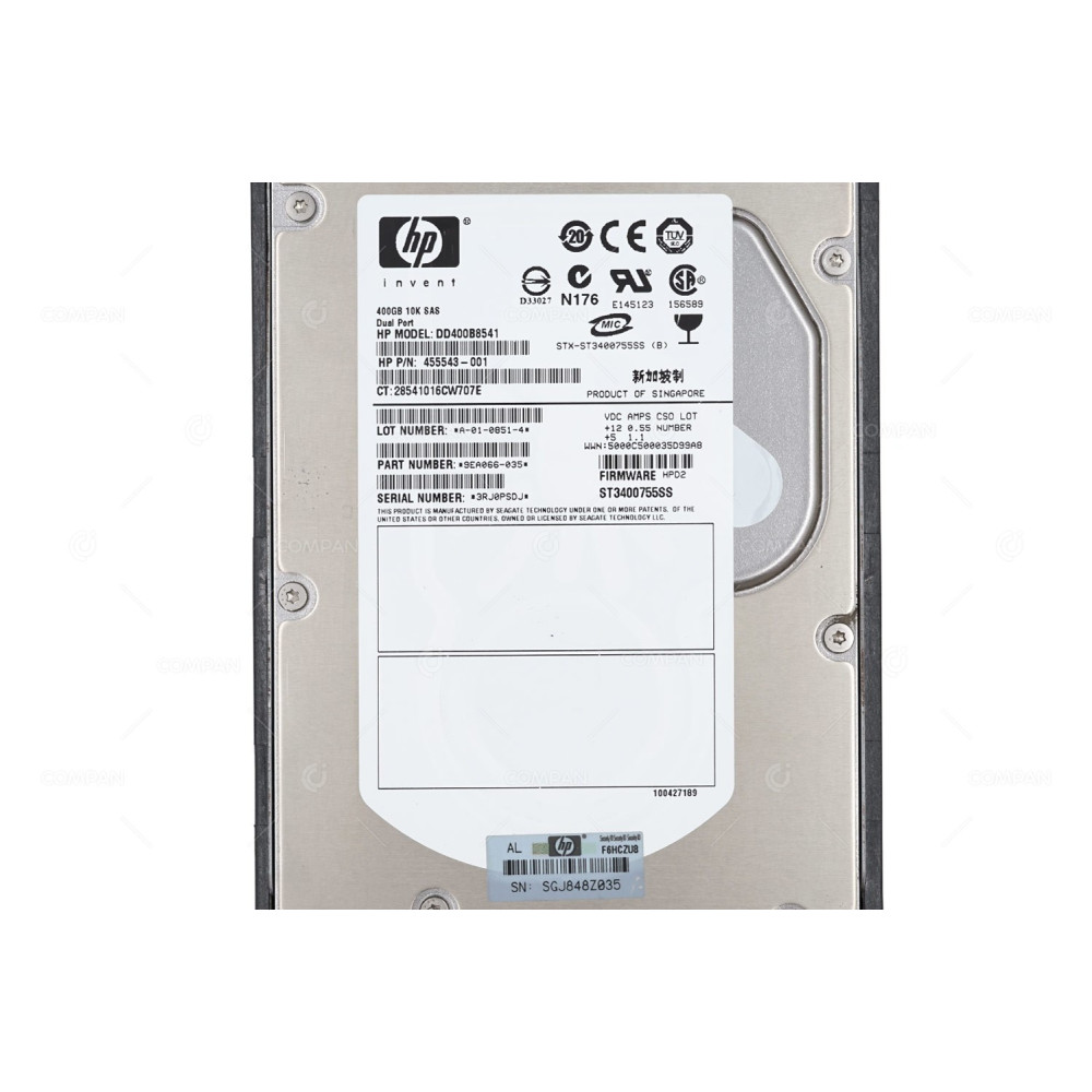 456896-001 HP HDD 400GB 10K SAS 3G DP 3.5" LFF HOT-SWAP