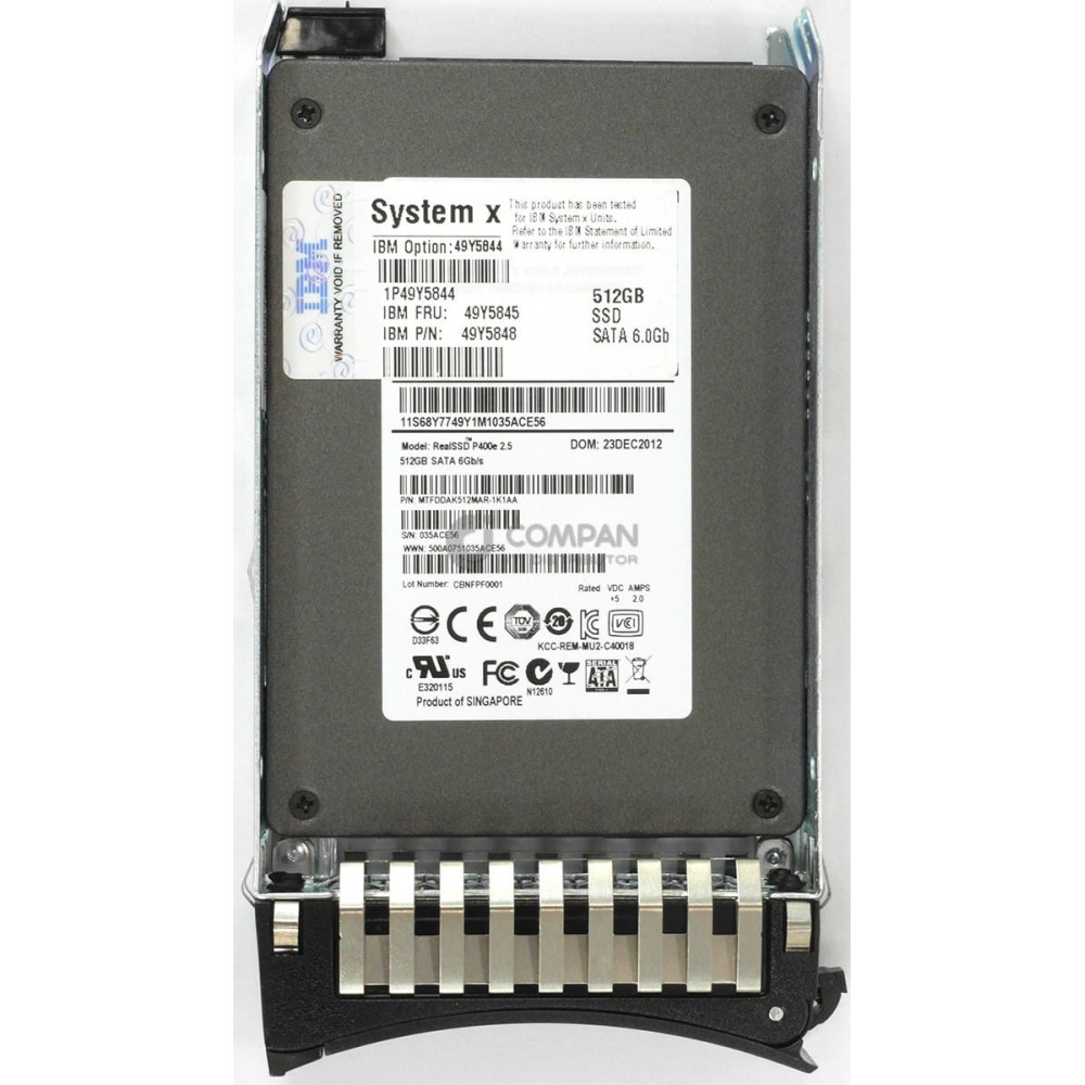 49Y5845 IBM SSD 512GB 6G SATA MLC 2.5 SFF HOT-SWAP 49Y5848