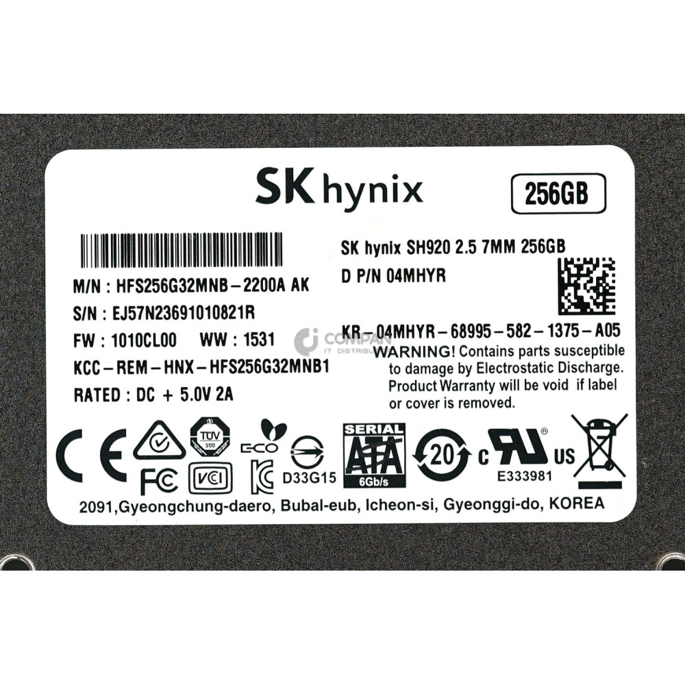 4MHYR DELL SSD 256GB SATA 6G 2.5" SFF HOT-SWAP