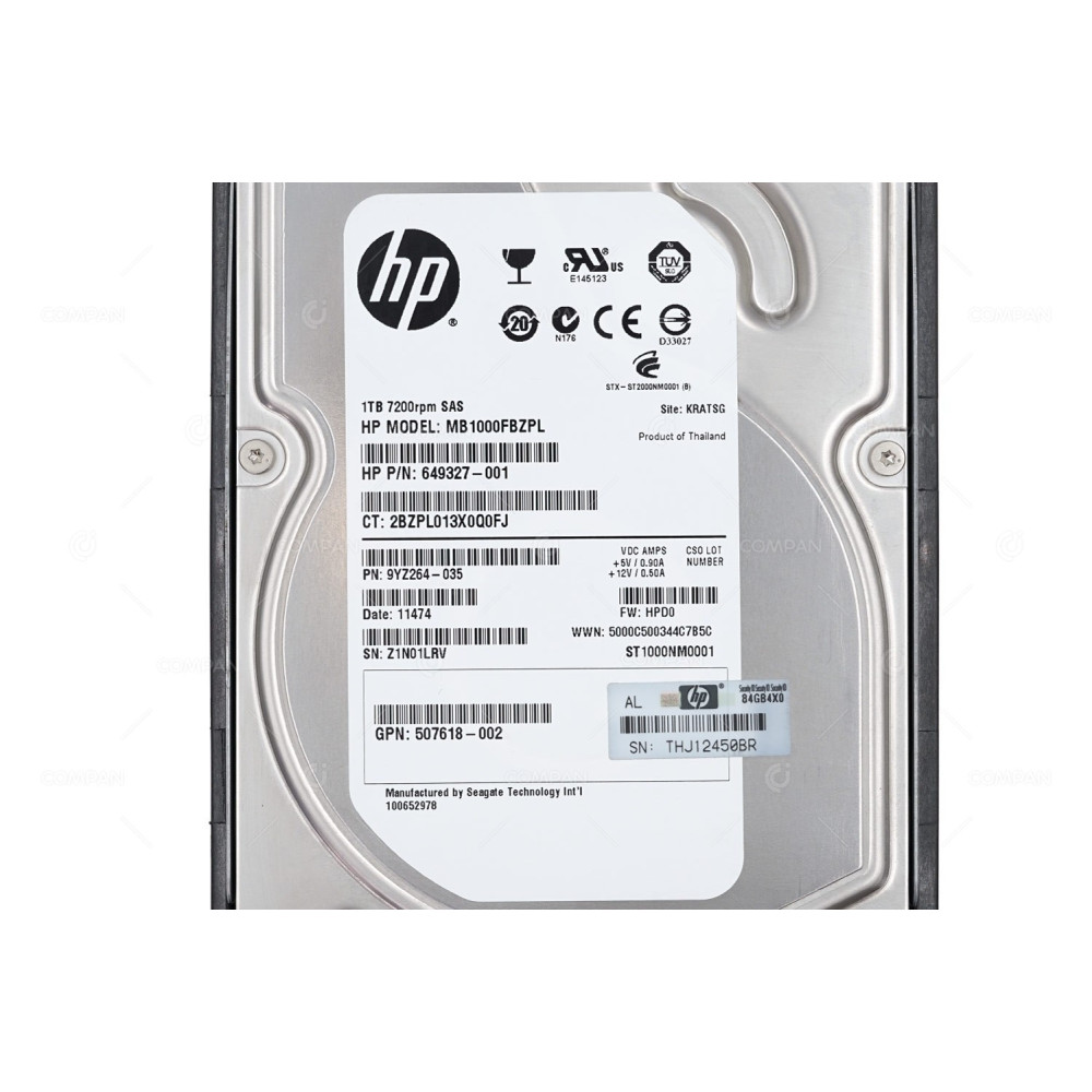 508011-001 HP 1TB 7.2K 6G SAS MDL DP 3.5 LFF HOT-SWAP
