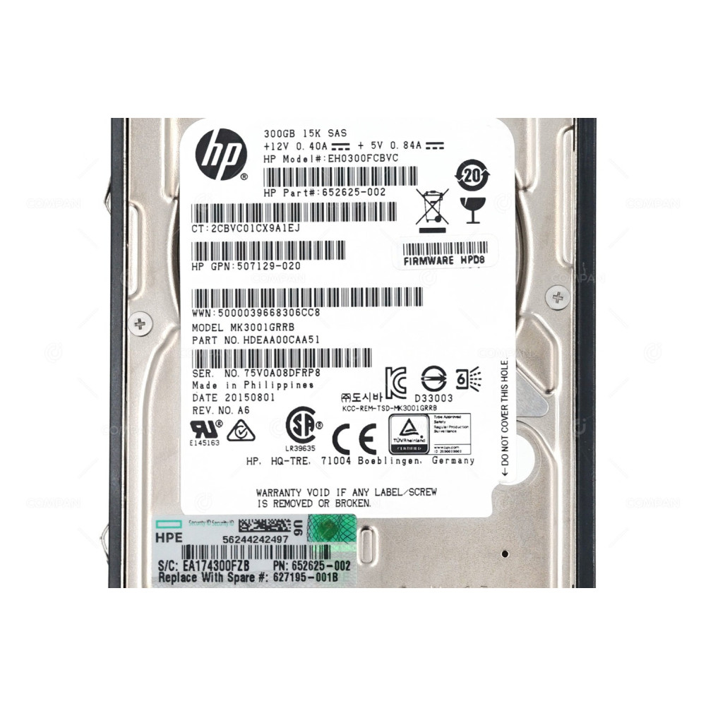627195-001 HP HDD 300GB 15K SAS 6G 2.5" SFF HOT-SWAP