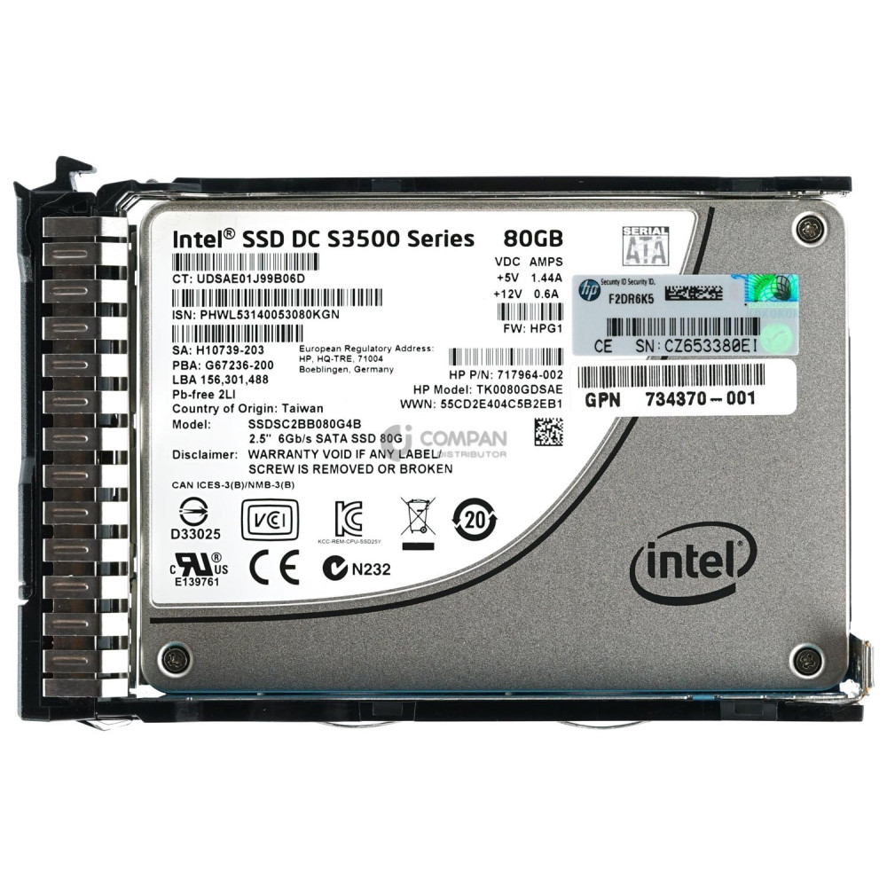 734562-001 HP SSD 80GB / SATA 6G / 2.5" SFF / HOT-SWAP