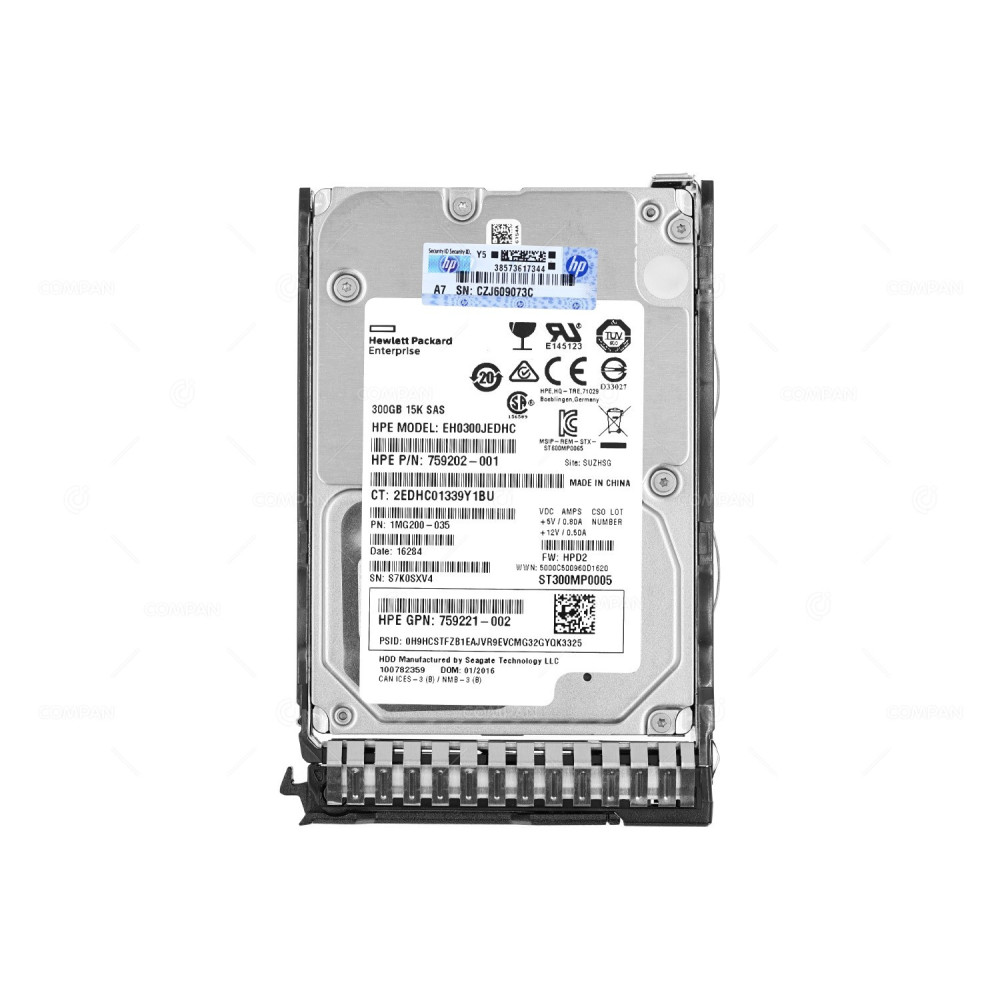 759546-001 HP HARD DRIVE 300GB 15K 12G SAS 2.5 SFF HOT-SWAP