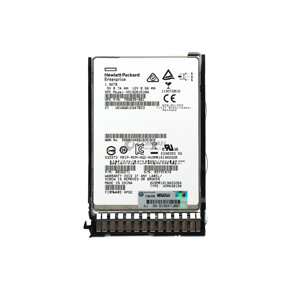 802911-001 HP SSD 1.92TB SAS 12G  2.5" SFF HOT-SWAP FOR HP SERVERS