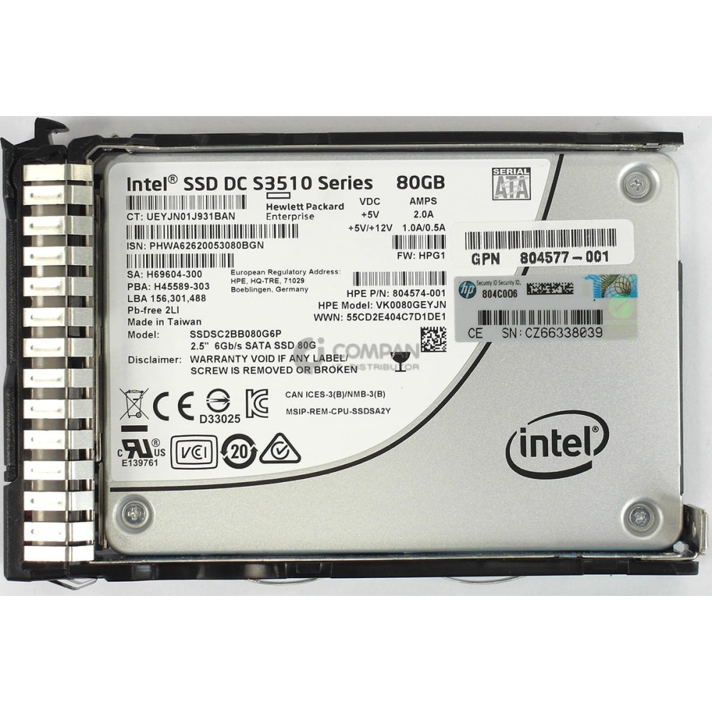 805361-001 HP SSD 80GB SATA 6G 2.5" SFF HOT-SWAP