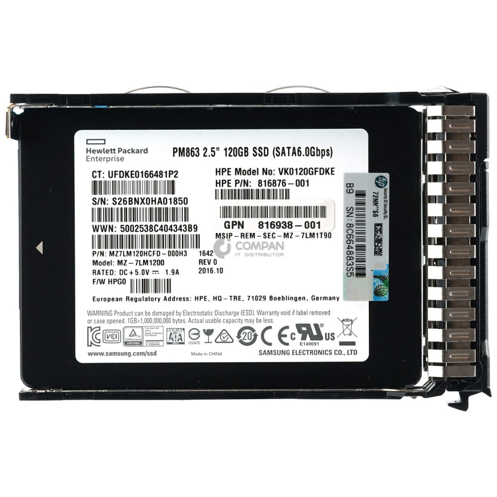 817061-001 HP 120GB 6G SATA SSD 2.5 SFF HOT-SWAP