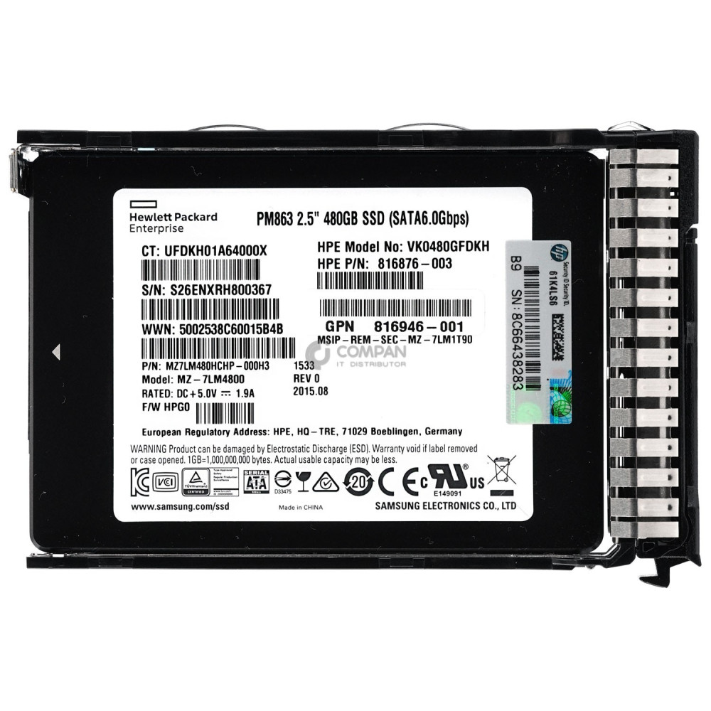 817075-001 HP 480GB SSD SATA 6G 2.5 SFF HOT-SWAP