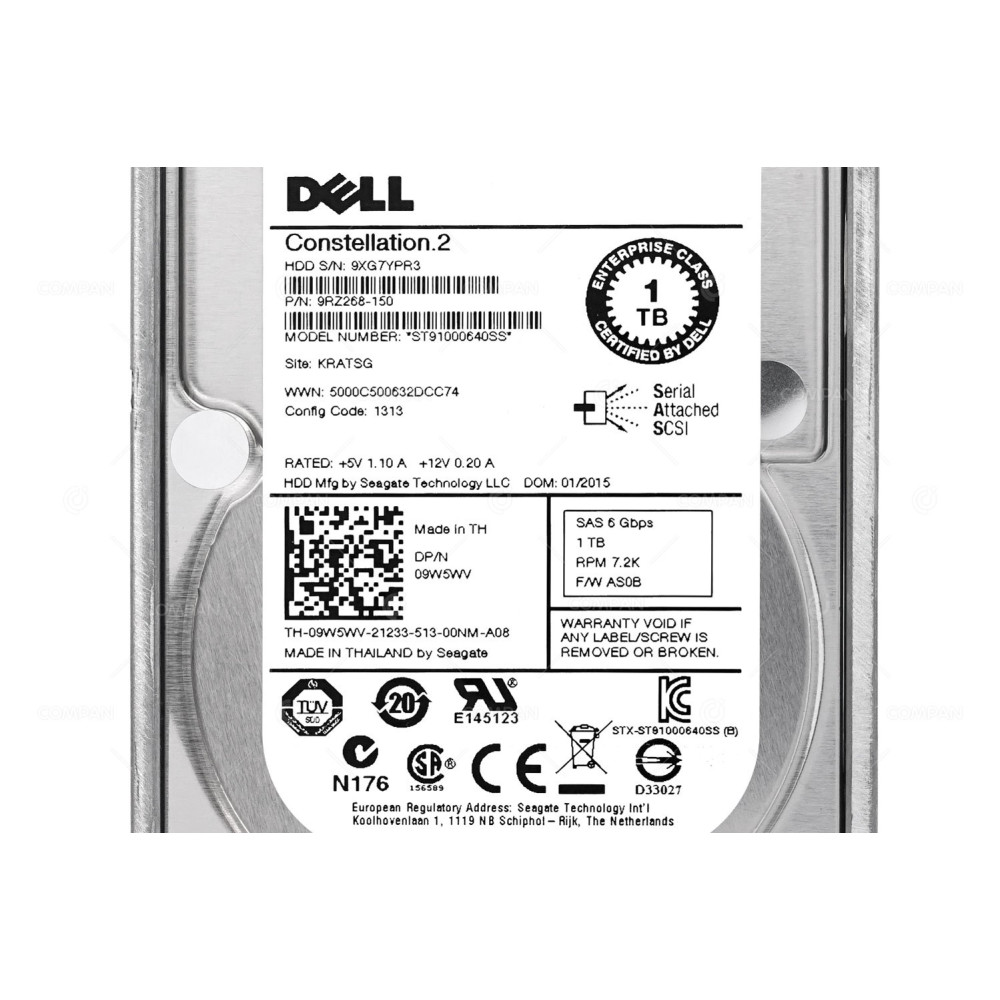 9W5WV DELL 1TB 7.2K 6G SAS 2.5 SFF HOT-SWAP