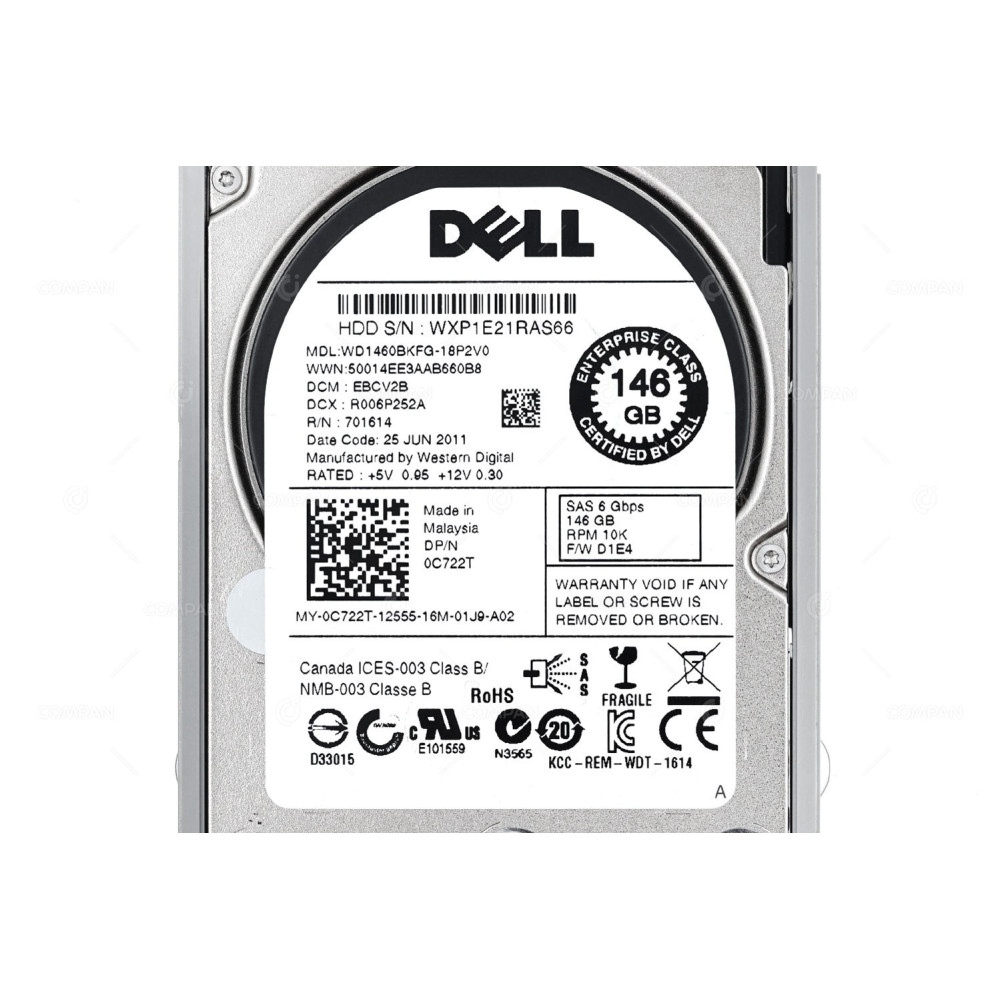 C722T DELL HDD 146GB 10K SAS 6G 2.5" SFF HOT-SWAP