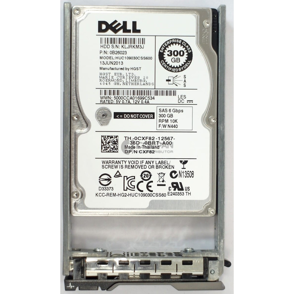 CXF82 DELL 300G 10K 6G SAS 2.5 LFF HOT-SWAP
