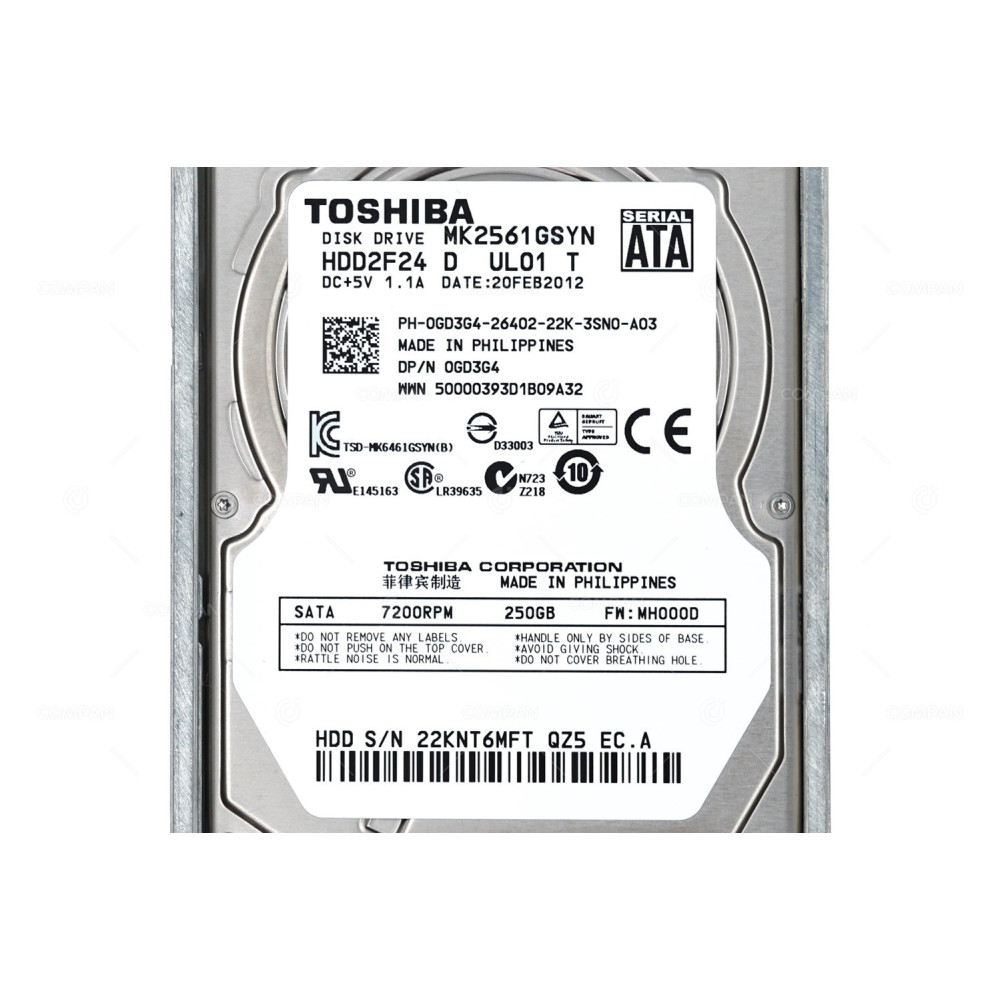 GD3G4 DELL HDD 250GB / 7.2K / SATA 3G / 2.5" SFF / HOT-SWAP