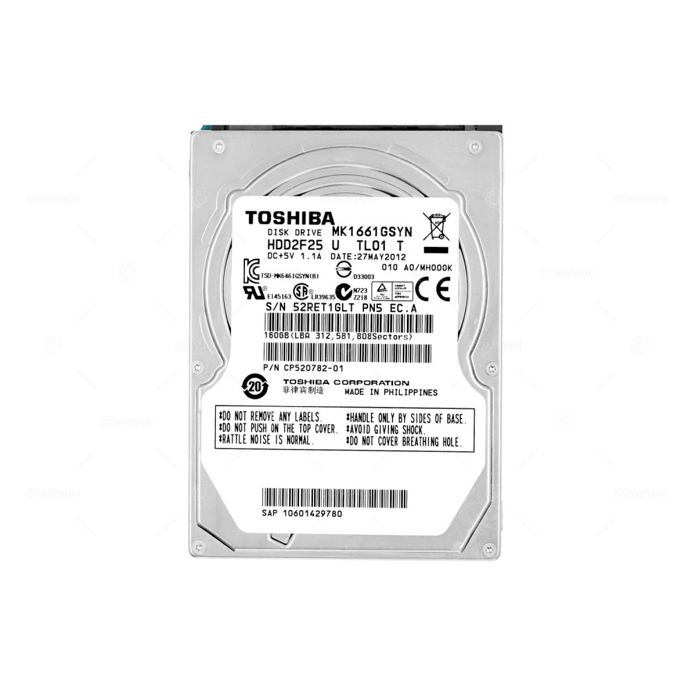MK1661GSYN TOSHIBA HDD 160GB 7.2K SATA 3G 2.5" SFF