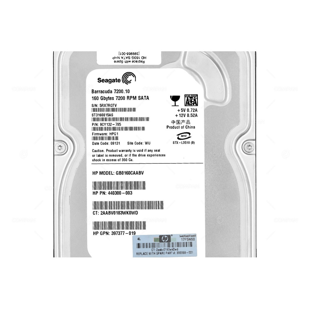 ST3160815AS SEAGATE 160GB 7.2K 3G SATA 3.5 LFF