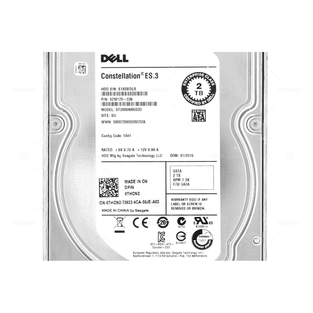 THCN2 DELL 2TB 7.2K 6G SATA 3.5 LFF HOT-SWAP