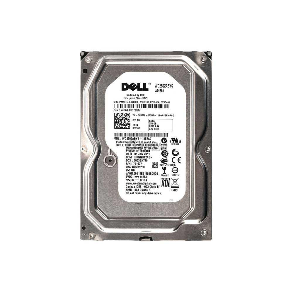 WD2502ABYS WD 250GB 7.2K 3G SATA 3.5 LFF